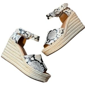 UEC Nine West Adell Espadrille Snake Print Wedge Sandals Size 8